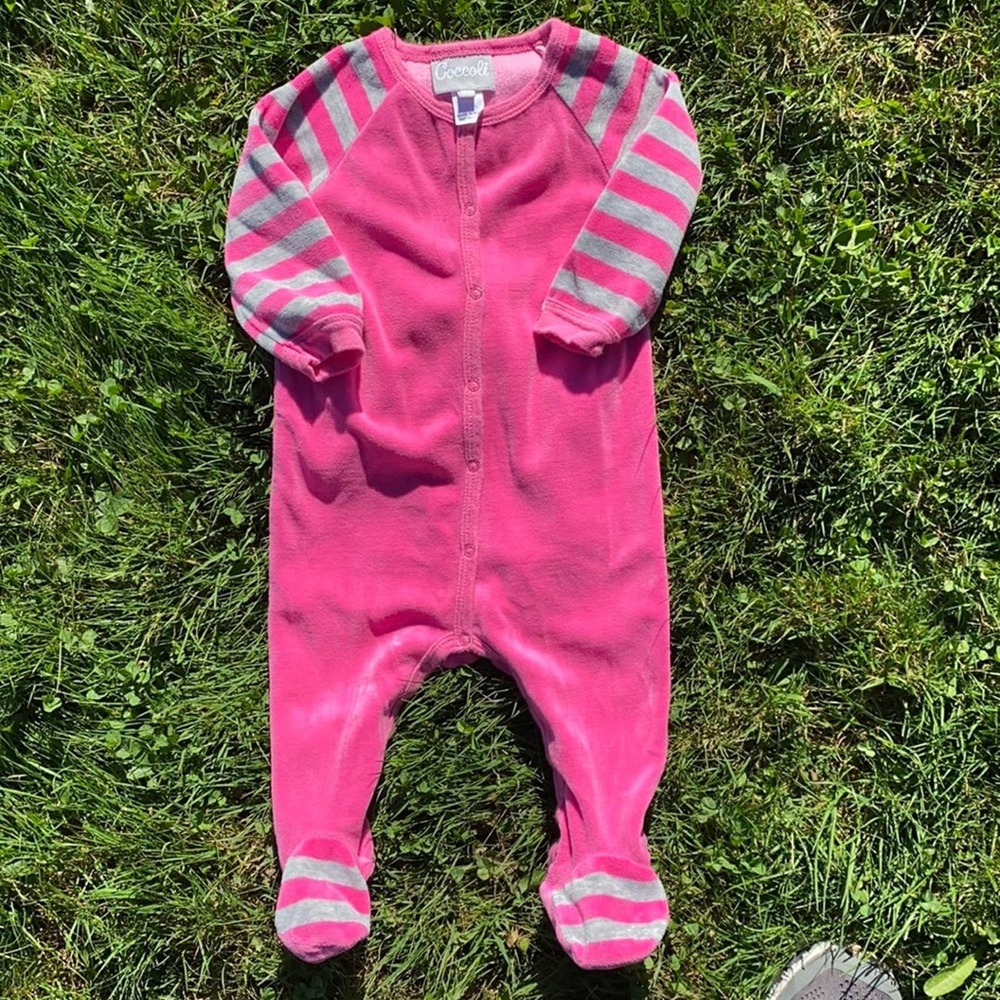 Coccoli Infant Baby Girl Velour Footie Coverall One Piece in Pink(Sz 6 Months)